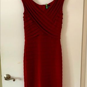 Dark red form fitting dress